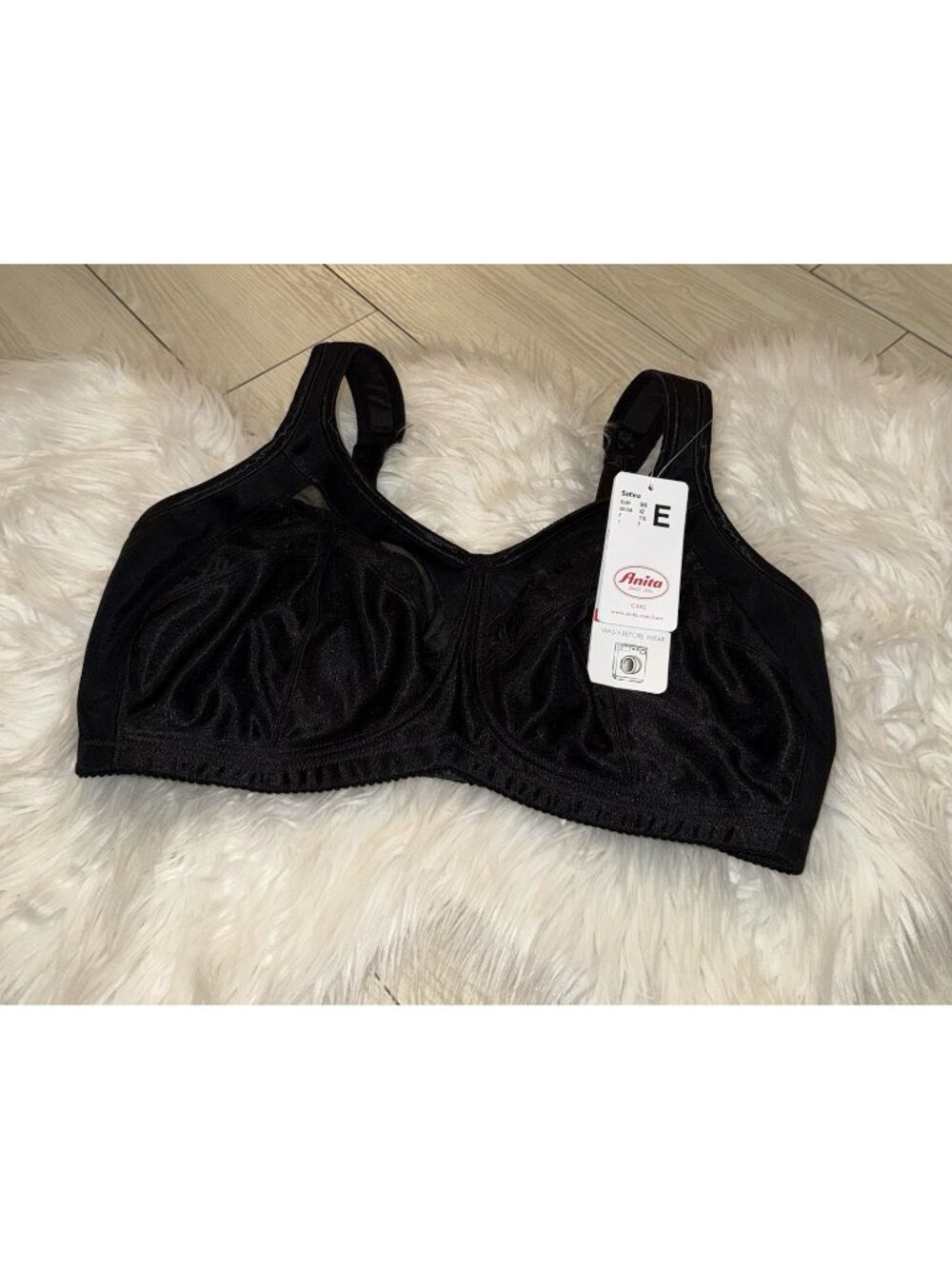 Anita Safina Post Mastectomy Bra Unlined Wire Free Pocketed Womens 42E Black New
